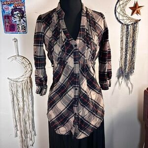 Daytrip Black and Red Plaid Blouse